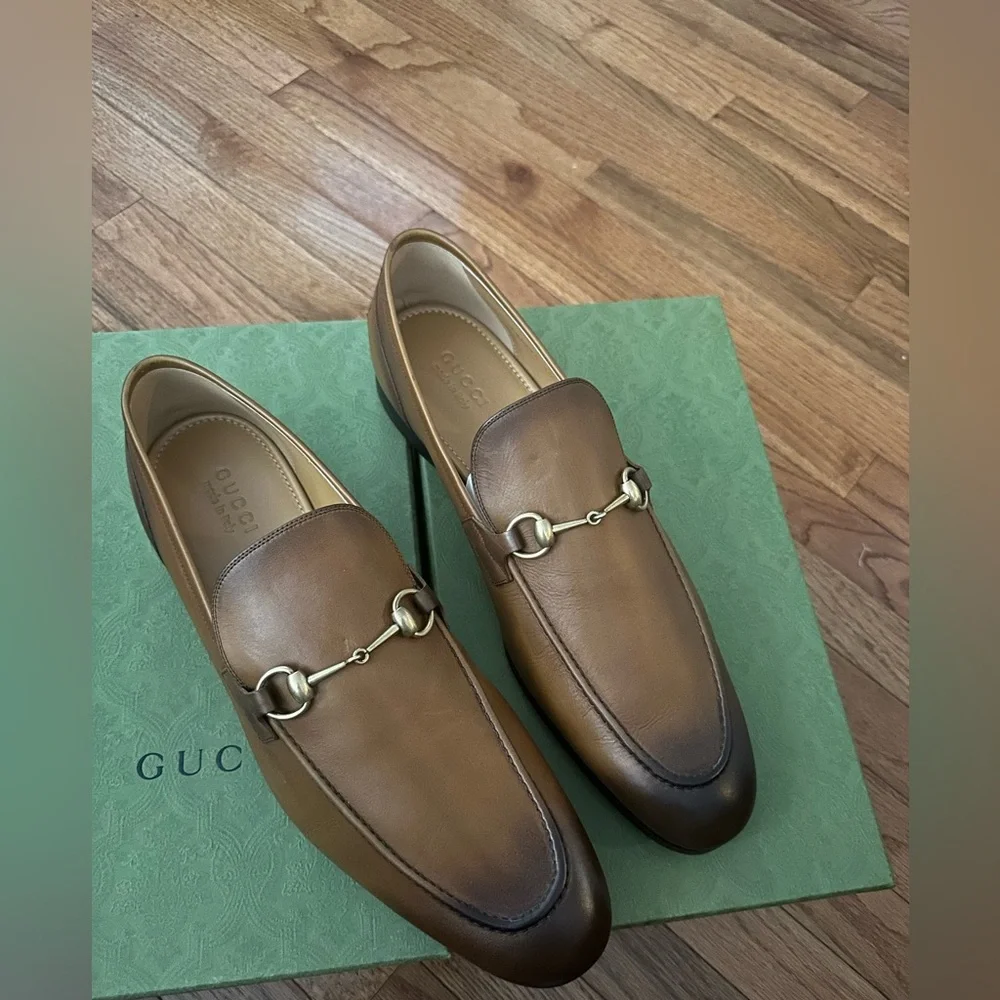 Gucci Brown Leather Horsebit Loafers